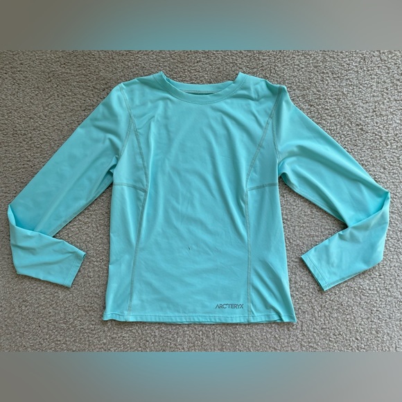 Arc’teryx Women’s Sz Small Long Sleeve Base Layer Shirt Teal Stain Outdoor - Picture 7 of 10